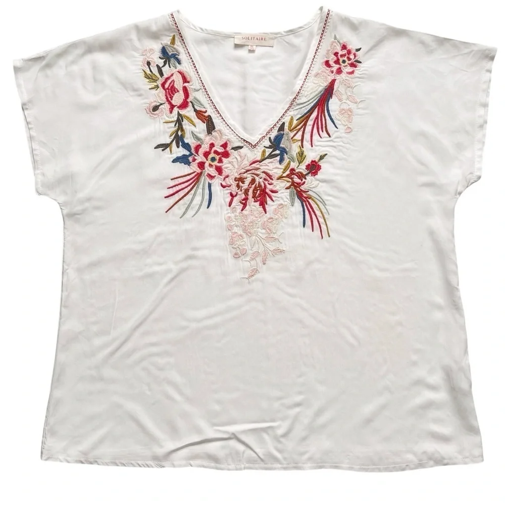 Solitaire Embroidered Swim Coverup Tunic Top XL
